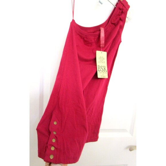 BSK Casual Connection by Bershka Women One Shoulder Top - Medium Cotton Red NWT - Picture 6 of 16